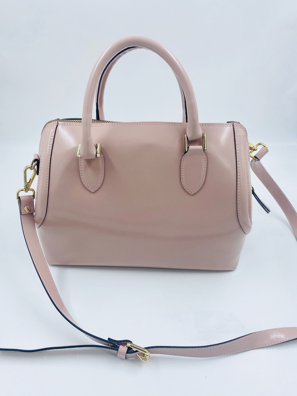 Gianni Notaro Italian Leather satchel convertible crossbody purse blush pink EUC
